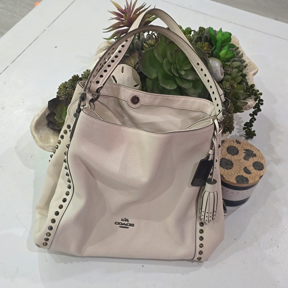 Coach  white leather studded shoulder bag LEXI * MINT* $399 LOWEST PRICE AROUND!